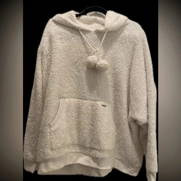 Gully Hicks by Hollister Women’s‎ White Fleece Hoodie w/Kangaroo Pockets EUC M/L - Picture 3 of 12